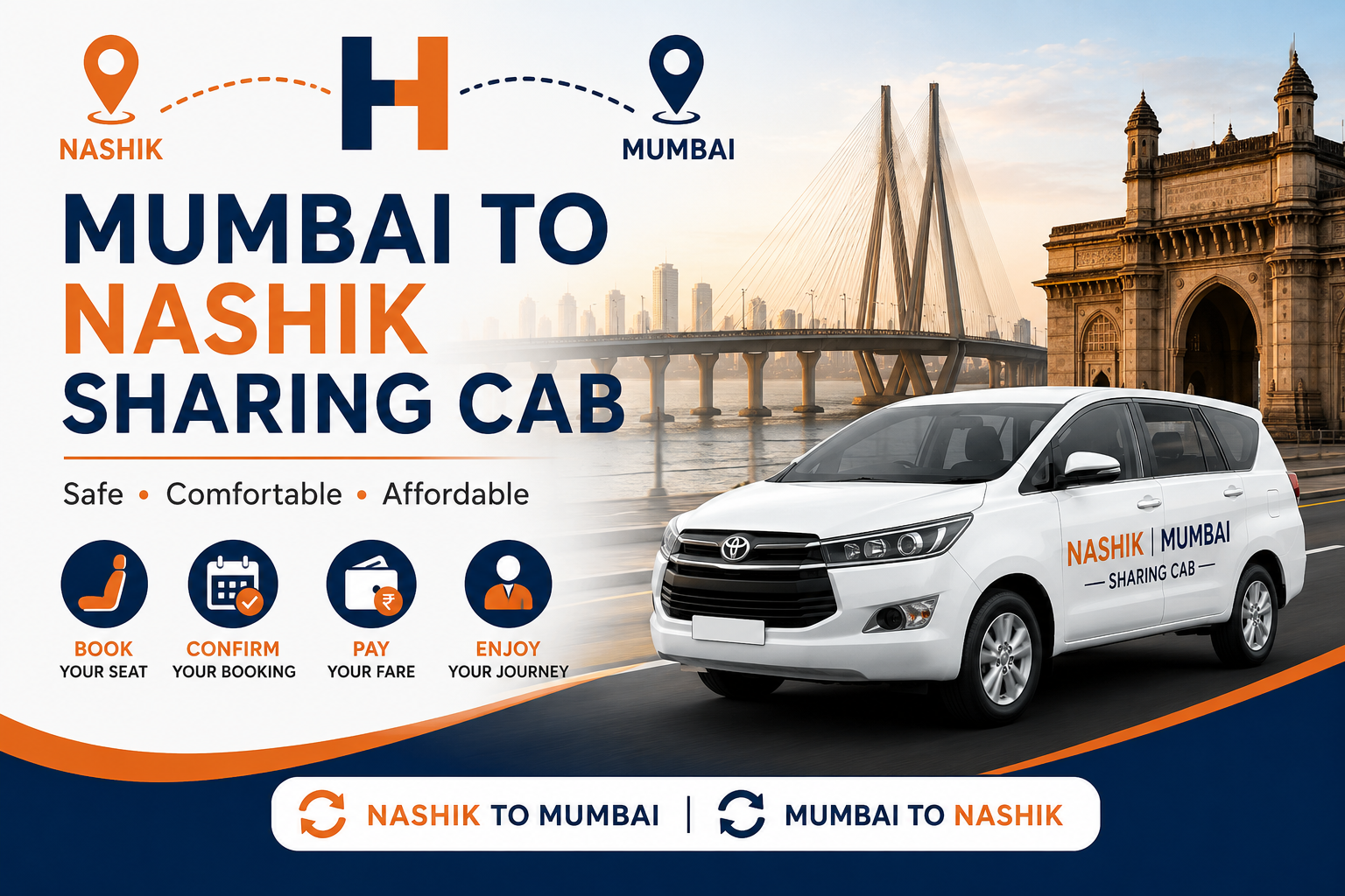 Nashik to Mumbai Sharing Cab – Affordable Shared Taxi Service